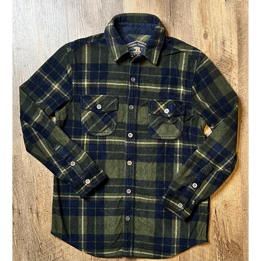 Women Freedom Foundry Super Soft Green/Navy Blue Flannel Long Sleeve, Size Small